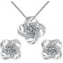 Yoursfs Halos Bridal Jewelry Set for Women Platinum Plated Big CZ Austrian Crystal Clip On Earrings Pendant Necklace Sets