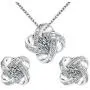 Yoursfs Halos Bridal Jewelry Set for Women Platinum Plated Big CZ Austrian Crystal Clip On Earrings Pendant Necklace Sets