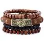 Tikkii 4-Pack Yin Yang Bracelet Set Taoist Symbol Tai Chi Wristbands Cowhide Leather Wooden Beads Jewelry for Men Women Tikkii 4-Pack Yin Yang Bracelet Set Taoist Symbol Tai Chi Wristbands Cowhide Leather Wooden Beads Jewelry for Men Women