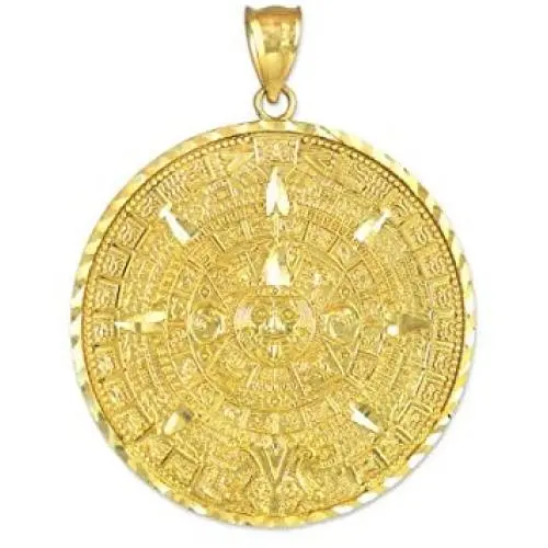 14k Yellow Gold Aztec Charm Mayan Calendar Pendant 14k Yellow Gold Aztec Charm Mayan Calendar Pendant