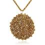 RIAH FASHION Bohemian Beaded Round Pendant Long Statement Necklace - Sparkly Crystal, Wood Braided Sun Disc Wired Circle Charm