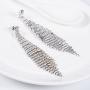 SELOVO Fashion Bohemia Women Long Tassel Link Fringe Dangly Earrings Clear Crystal