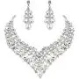 BriLove Womens Wedding Bridal Crystal Hollow Cluster Teardrop Enamel Statement Necklace Dangle Earrings Set BriLove Womens Wedding Bridal Crystal Hollow Cluster Teardrop Enamel Statement Necklace Dangle Earrings Set