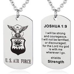 FAYERXL US Marine Corps Dog Tag Necklace Birthday Gift Ideas To Husband Son JOSHUA 1:9 Prayer Pendant