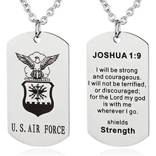 FAYERXL US Marine Corps Dog Tag Necklace Birthday Gift Ideas To Husband Son JOSHUA 1:9 Prayer Pendant FAYERXL US Marine Corps Dog Tag Necklace Birthday Gift Ideas To Husband Son JOSHUA 1:9 Prayer Pendant