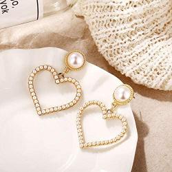 Fashion Jewelry Faux Pearl Dangle Earrings Star Heart Big Stud Earrings For Women Girls