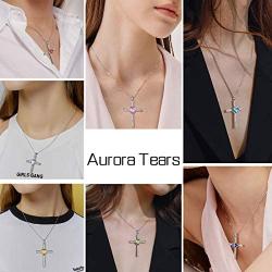 Birthstone Necklace/Earring 925 Sterling Silver Women Cross/3D Cube/Cresent Moon Birth Stone Jewelry Mens Birthday Gift Anniversary Present