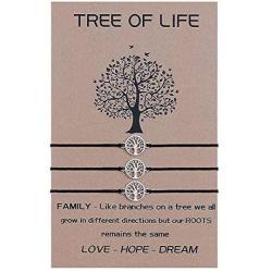 SUNSH Tree of Life Bracelets for Family Women Teen Girls Kids Couple Lover with Wish Card Adjustable Black/Red String Father Son Mother Daughter Husband Wife Boyfriend Girlfriend Friendship Gifts