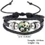 Womens Giant Panda Baby Pictures Black Leather Bracelet Multi Layer Lovely Cartoon Animal Glass Cabochon Bangle for Girl Boy