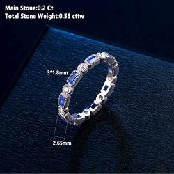 Newshe Blue Emerald Eternity Rings for Women 925 Sterling Silver Gemstone Wedding Bands Cz Size 5-10