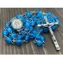 Nazareth Store Rosary Necklace 7mm Round Light Blue Beads Turquoise Cat Eye Stone Miraculous Medal with Crucifix - Velvet Bag Nazareth Store Rosary Necklace 7mm Round Light Blue Beads Turquoise Cat Eye Stone Miraculous Medal with Crucifix - Velvet Bag