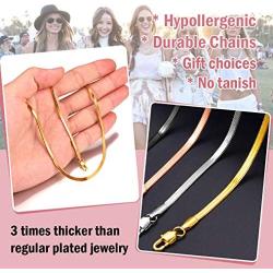 ChainsPro Girls Layered Necklace, Choker, Snake Calvice Chain, Delicate Dainty Jewelry, with Durable Clasp, 3/5MM Width, 12“/15''/18”(Send Gift Box)