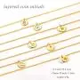 U7 Tiny Initials Necklace Stainless Steel 18K Gold Plated Monogram A to Z Pendant Choker with 18 Inch Chain, Disc Coin or 100 Languages I Love You Style,Gift Packed,Custom Text Engravable