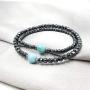 Lii Ji Natural Dominican Blue Green Larimar Hematite Beads 2pcs