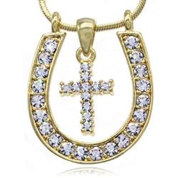 Soulbreezecollection Horseshoe Cowboy Boots Cross Pendant Necklace Cowgirl Charm Ladies Women Fashion Jewelry