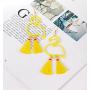 HSWE Flamingo Drop Earrings Tassel Dangle Earrings Thread Fringe Earrings Hawaiian Summer Jewelry