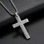 Mens Stainless Steel Cross Necklace with Lords Prayer Inscription, Cross Pendant Necklace