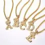 U7 Bling Alphabet Name Jewelry Men CZ Crowned Initial Necklace Statement King Crown Women 18K Gold Plated Cubic Zirconia Letter Pendant 3mm 22'' Rope Chain Necklaces, from A to Z