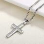 YL Mens Cross Necklace 316L Stainless Steel Jesus Ankh Pendant Rolo Chain Jewelry
