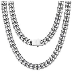 WESTMIAJW Mens Miami Cuban Link Chain Necklace Jewelry,Stainless Steel/Black/Gold,12/14mm Width,45/50/55/60/65/70/75cm