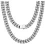 WESTMIAJW Mens Miami Cuban Link Chain Necklace Jewelry,Stainless Steel/Black/Gold,12/14mm Width,45/50/55/60/65/70/75cm