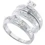 Dazzlingrock Collection 0.07 Carat (ctw) 10k Round White Diamond Mens & Womens Bridal Engagement Ring Trio Set, White Gold Dazzlingrock Collection 0.07 Carat (ctw) 10k Round White Diamond Mens & Womens Bridal Engagement Ring Trio Set, White Gold