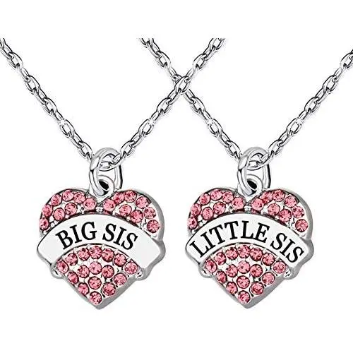 lauhonmin Crystal Sister Necklace Set Big Middle Little Baby Sister for Women Girl 9 Style 3 Colors lauhonmin Crystal Sister Necklace Set Big Middle Little Baby Sister for Women Girl 9 Style 3 Colors