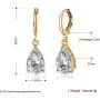 Gold Teardrop Drop Dangle Earrings For Women Bridesmaids Sensitive Ears Wedding Cubic Zirconia Fashion Leverback Diamond Hoop Hypoallergenic Crystal Clear Purple/Amethyst