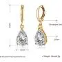 Gold Teardrop Drop Dangle Earrings For Women Bridesmaids Sensitive Ears Wedding Cubic Zirconia Fashion Leverback Diamond Hoop Hypoallergenic Crystal Clear Purple/Amethyst