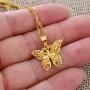 kelistom 14K Gold/18K Gold Plated Hollow Butterfly Pendant Necklace for Women Men Girls Boys, 2” Extension