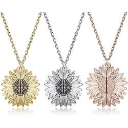 HkFcle Pendant Necklace, Alloy Sunflower Necklace, eco-Friendly Pendant Necklace, Couple Jewelry/Gift (Color : 3 Colors)