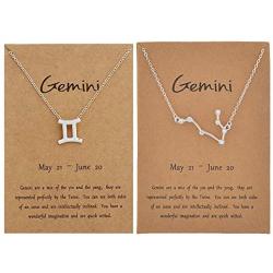 choice of all 2Pcs Silver Zodiac Necklace for Women,12 Constellation Zodiac Pendant Necklace Astrology Necklace with Message Card Zodiac Jewelry Gift