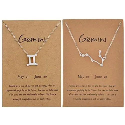 choice of all 2Pcs Silver Zodiac Necklace for Women,12 Constellation Zodiac Pendant Necklace Astrology Necklace with Message Card Zodiac Jewelry Gift