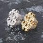Crystal Dollar Sign Ring for Men, Iced Out Cubic Zirconia US Dollar Ring, Hip Hop Dollar Symbol Ring, Punk Rock Ring for Rapper, Dollar Money Amulet Ring, Dollar Keepsake Jewelry Gift