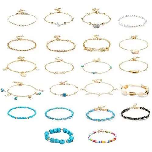 Florideco 22Pcs Ankle Bracelets for Women Inifinity Bead Shell Anklet Adjustable Layered Chain Anklet Set Foot Jewelry Florideco 22Pcs Ankle Bracelets for Women Inifinity Bead Shell Anklet Adjustable Layered Chain Anklet Set Foot Jewelry
