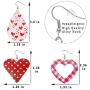 12 Pairs Valentines Day Faux Leather Earrings Set Heart-Shaped Dangle Earrings Teardrop Heart Pattern Leather Pendant Earrings with Storage Bag for Women Girls