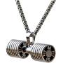 JAJAFOOK Jewelry Mens Womens Stainless Steel Fitness Gym Dumbbell Barbell Chain Pendant Necklace