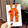 Long Acrylic Rose Petal Earrings - Dangle Exaggerated Flower Earrings - Drop Statement Floral Tassel Earrings for Women and Girls, Great for Party, Daily Wear