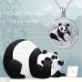 Waysles Panda Necklace 925 Sterling Silver Cute Animal Pendant Necklace Jewelry Gifts for Women Daughter Panda Lovers