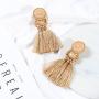 boderier Bohemian Statement Thread Tassel Chandelier Drop Dangle Earrings with Cassandra Button Stud