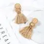 boderier Bohemian Statement Thread Tassel Chandelier Drop Dangle Earrings with Cassandra Button Stud