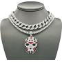 Shiny Jewelers USA Mens Iced Out Rapper Mask Hip Hop Pendant 1 Row CZ Tennis Miami Cuban Link Chain Necklace