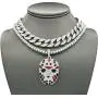 Shiny Jewelers USA Mens Iced Out Rapper Mask Hip Hop Pendant 1 Row CZ Tennis Miami Cuban Link Chain Necklace Shiny Jewelers USA Mens Iced Out Rapper Mask Hip Hop Pendant 1 Row CZ Tennis Miami Cuban Link Chain Necklace