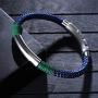 QLEESI Braided Nautical Rope Cuff Bracelet with Magnetic Clasp for Men Women, Handmade Stylish Infinity Knotted Woven Nylon String Warp Bracelet Gifts for Boys