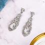 BriLove Womens Wedding Bridal Crystal Art Deco Teardrop Hollow Chandelier Dangle Earrings