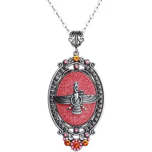 Asoodehdelan Antique Silver Red Farvahar Necklace Iranian Persian Gift Iran Zoroastrian Faravahar Art Asoodehdelan Antique Silver Red Farvahar Necklace Iranian Persian Gift Iran Zoroastrian Faravahar Art