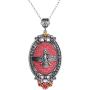 Asoodehdelan Antique Silver Red Farvahar Necklace Iranian Persian Gift Iran Zoroastrian Faravahar Art