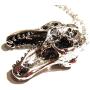 Silvertone T-Rex Skull Pendant on 18'' Chain Necklace Tyrannosaurus Dinosaur Bones