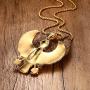 Mgutillart Hip Hop Plated 18K Gold Stainless Steel Egyptian Horus Eagle Pendant Necklace