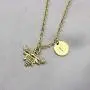 Joycuff Always Bee with Her, Bee Happy-Gold Dainty Initial Necklace 18K Gold Plated Bee Pendant Name Necklaces Gifts for Best Friend Mom Daughter Wife Sister Bee Lovers